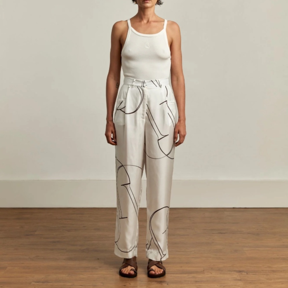 JOAEN Emery Trouser Silk Print Naturale Pant Size 3